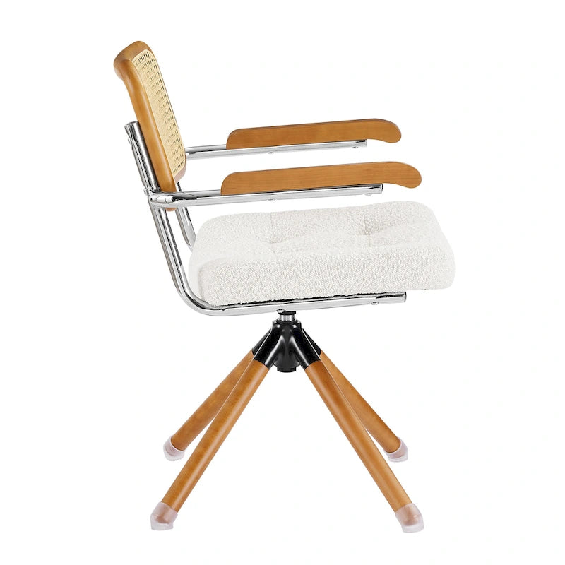 Fauteuil pivotant en cuir PU et bois Art Leon