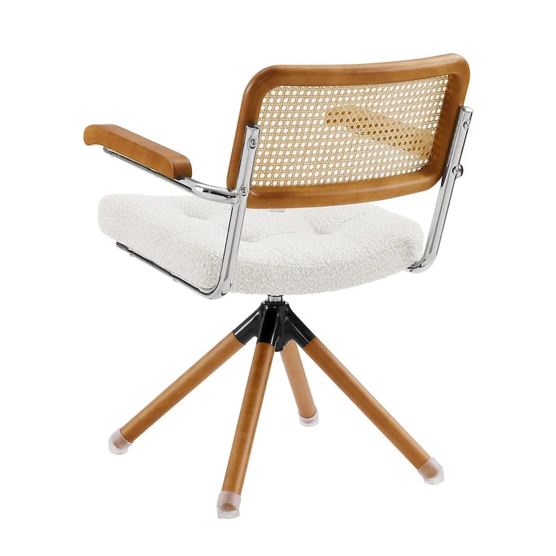 Fauteuil pivotant en cuir PU et bois Art Leon