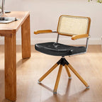 Fauteuil pivotant en cuir PU et bois Art Leon