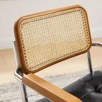 Fauteuil pivotant en cuir PU et bois Art Leon