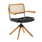 Fauteuil pivotant en cuir PU et bois Art Leon