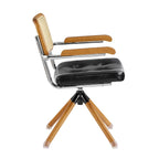 Fauteuil pivotant en cuir PU et bois Art Leon