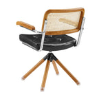 Fauteuil pivotant en cuir PU et bois Art Leon