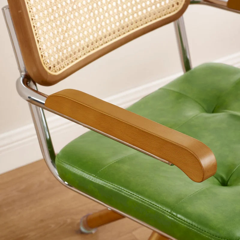 Fauteuil pivotant en cuir PU et bois Art Leon