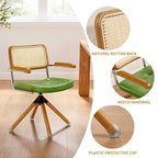 Fauteuil pivotant en cuir PU et bois Art Leon