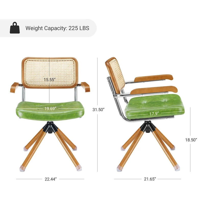 Fauteuil pivotant en cuir PU et bois Art Leon