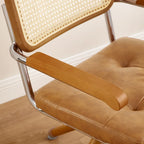 Fauteuil pivotant en cuir PU et bois Art Leon