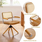Fauteuil pivotant en cuir PU et bois Art Leon