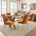 Table à manger en marbre Clihome 7 pièces avec chaises de salle à manger en velours