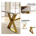 Table à manger en marbre Clihome 7 pièces avec chaises de salle à manger en velours