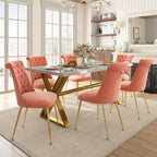 Table à manger en marbre Clihome 7 pièces avec chaises de salle à manger en velours