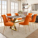 Table à manger en marbre Clihome 7 pièces avec chaises de salle à manger en velours