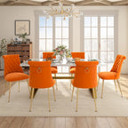 Table à manger en marbre Clihome 7 pièces avec chaises de salle à manger en velours