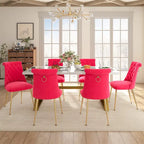 Table à manger en marbre Clihome 7 pièces avec chaises de salle à manger en velours