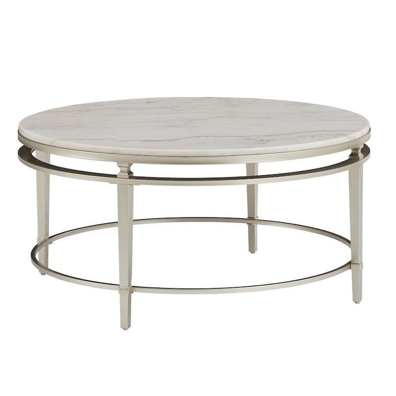 Table à plateau en marbre finition argent champagne Egan par iNSPIRE Q Modern