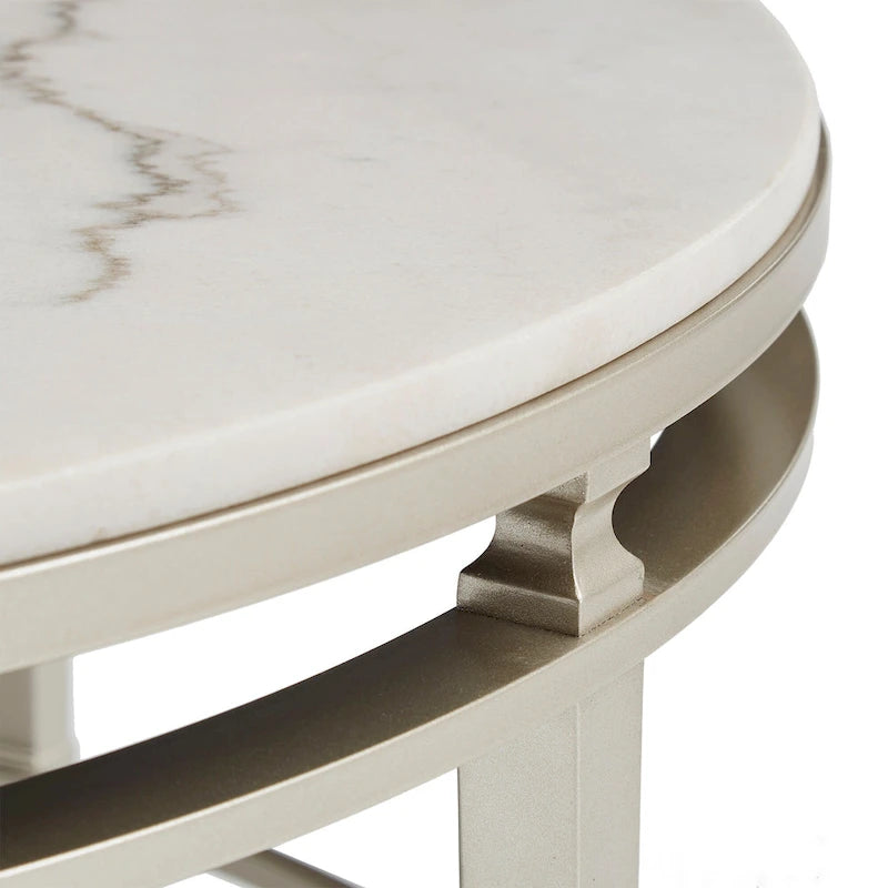 Table à plateau en marbre finition argent champagne Egan par iNSPIRE Q Modern