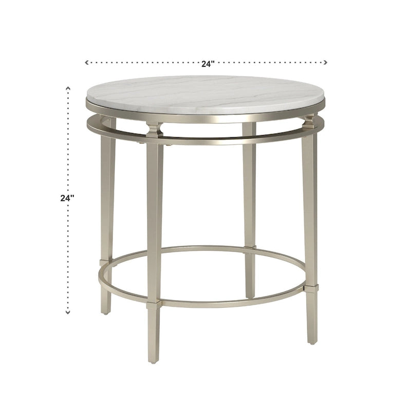 Table à plateau en marbre finition argent champagne Egan par iNSPIRE Q Modern
