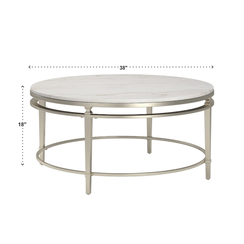 Table à plateau en marbre finition argent champagne Egan par iNSPIRE Q Modern