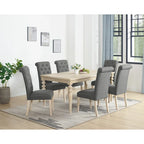 Ensemble de salle à manger 7 pièces Roundhill Amonia, table à manger à pieds tournés avec 6 chaises capitonnées