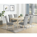 Ensemble de salle à manger 7 pièces Roundhill Amonia, table à manger à pieds tournés avec 6 chaises capitonnées