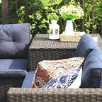 Ensemble de canapés modulaires de conversation de patio extérieur 10 pièces avec table, tabourets et pouf