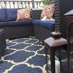 Ensemble de canapés modulaires de conversation de patio extérieur 10 pièces avec table, tabourets et pouf