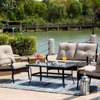 Ensemble de sièges de canapé 4 ou 5 pièces en fer pour patio avec coussins