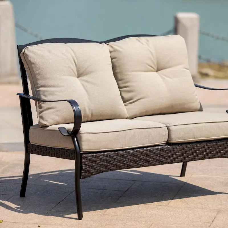 Ensemble de sièges de canapé 4 ou 5 pièces en fer pour patio avec coussins