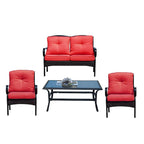 Ensemble de sièges de canapé 4 ou 5 pièces en fer pour patio avec coussins