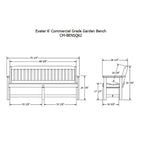 Banc de jardin Highwood Exeter de 6 pieds de qualité professionnelle et commerciale