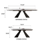 Ensemble de salle à manger 9 pièces avec table extensible en pierre frittée de 110,24 pouces et 8 chaises en cuir