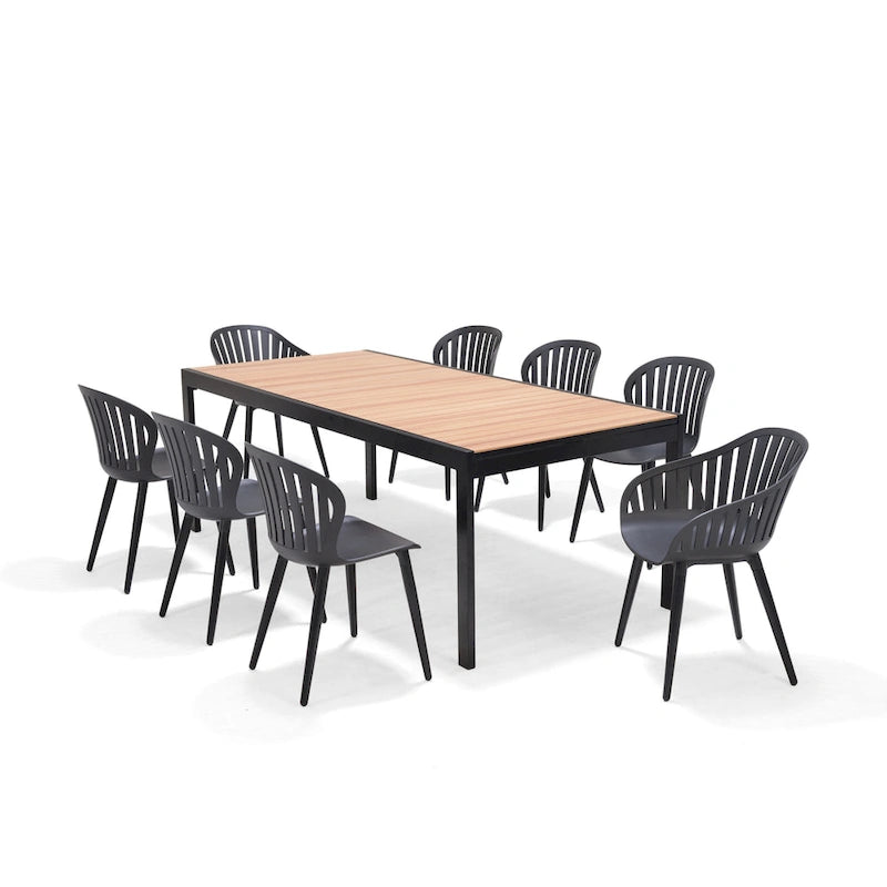 Ensemble de salle à manger d'extérieur Amazonia Petherson en aluminium et résine
