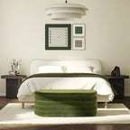 Banc de rangement ovale rembourré en fausse fourrure Sherpa avec capitonnage, 49 boucles