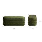 Banc de rangement ovale rembourré en fausse fourrure Sherpa avec capitonnage, 49 boucles
