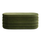 Banc de rangement ovale rembourré en fausse fourrure Sherpa avec capitonnage, 49 boucles