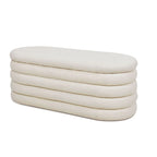 Banc de rangement ovale rembourré en fausse fourrure Sherpa avec capitonnage, 49 boucles