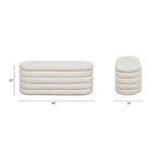 Banc de rangement ovale rembourré en fausse fourrure Sherpa avec capitonnage, 49 boucles