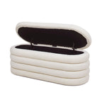 Banc de rangement ovale rembourré en fausse fourrure Sherpa avec capitonnage, 49 boucles