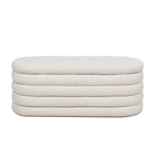 Banc de rangement ovale rembourré en fausse fourrure Sherpa avec capitonnage, 49 boucles