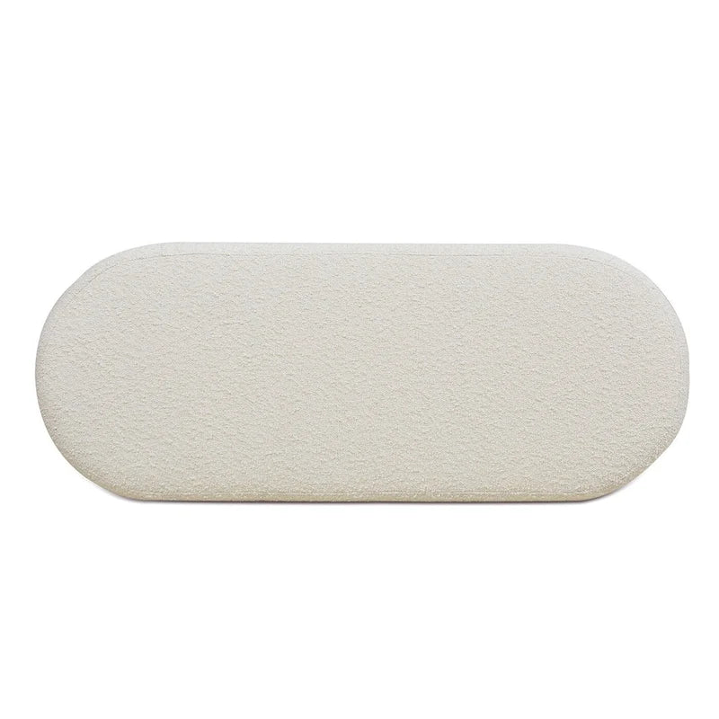 Banc de rangement ovale rembourré en fausse fourrure Sherpa avec capitonnage, 49 boucles