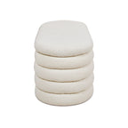 Banc de rangement ovale rembourré en fausse fourrure Sherpa avec capitonnage, 49 boucles