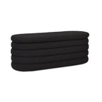 Banc de rangement ovale rembourré en fausse fourrure Sherpa avec capitonnage, 49 boucles