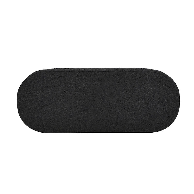 Banc de rangement ovale rembourré en fausse fourrure Sherpa avec capitonnage, 49 boucles