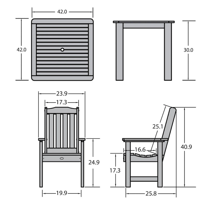 Ensemble de salle à manger d'extérieur Lehigh 5 pièces - Table de 106,7 x 106,7 cm, hauteur standard