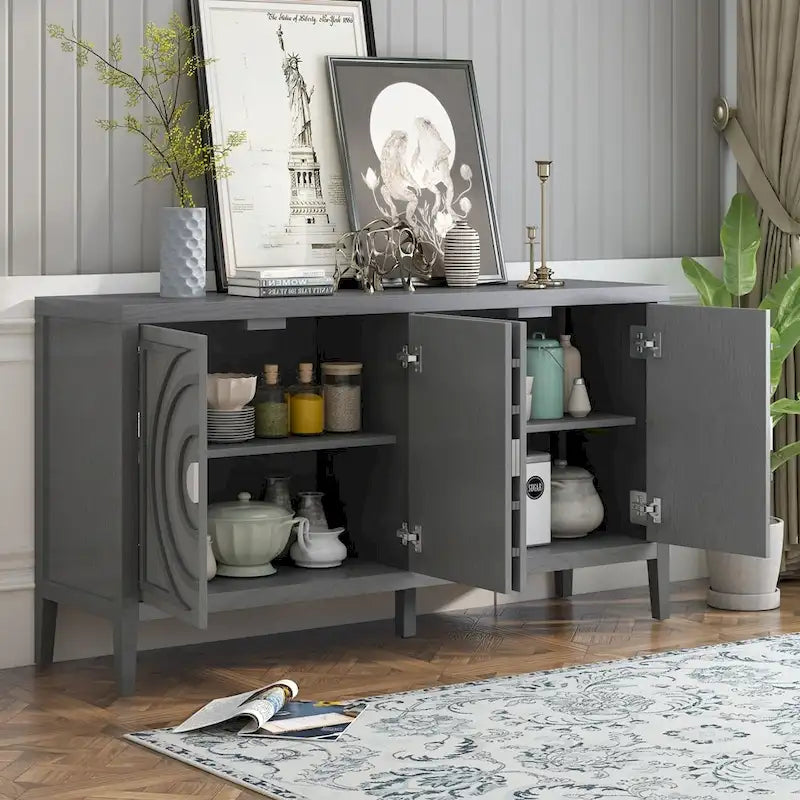 Meuble de rangement avec poignée de porte en métal