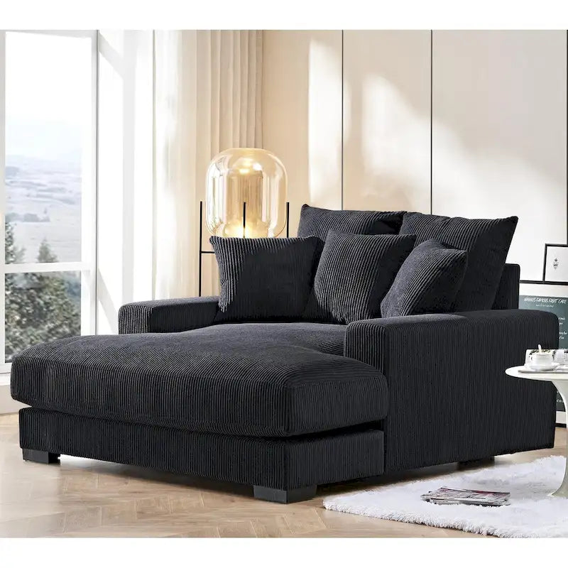 Chaise longue en velours côtelé pour salon