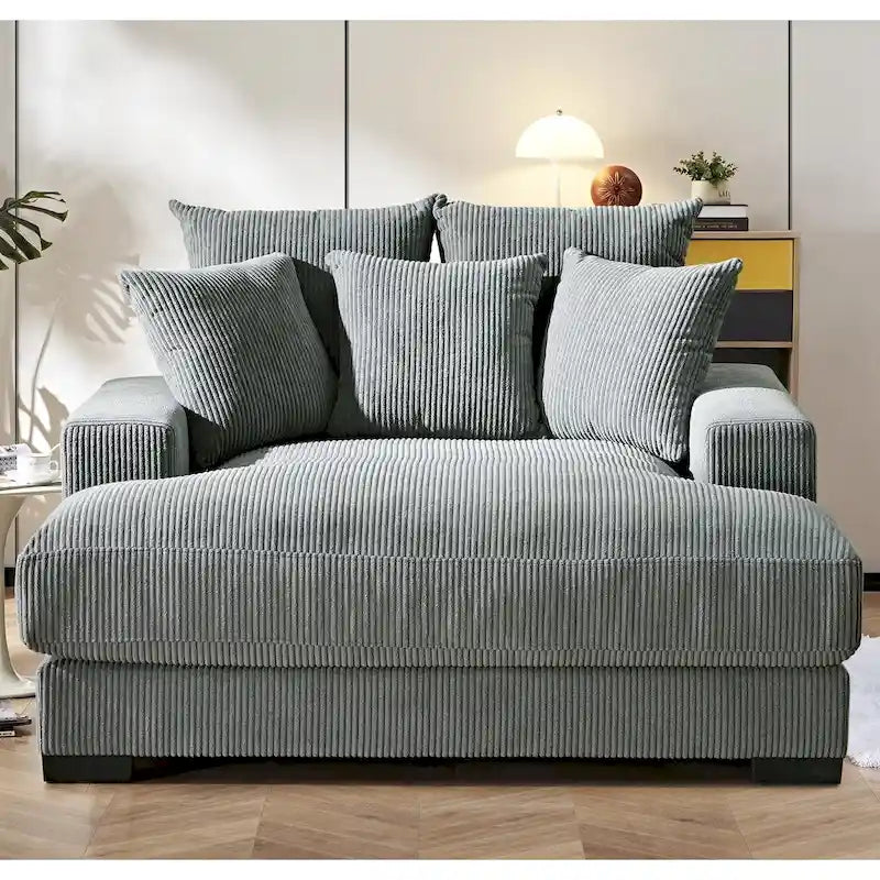 Chaise longue en velours côtelé pour salon