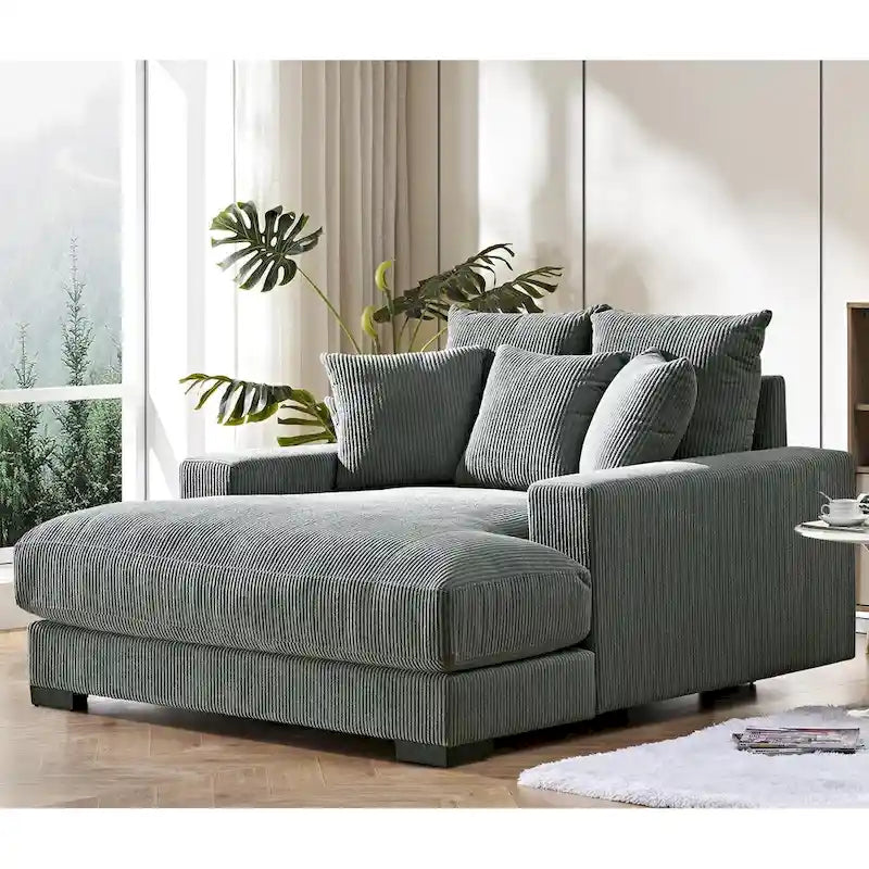 Chaise longue en velours côtelé pour salon