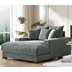 Chaise longue en velours côtelé pour salon