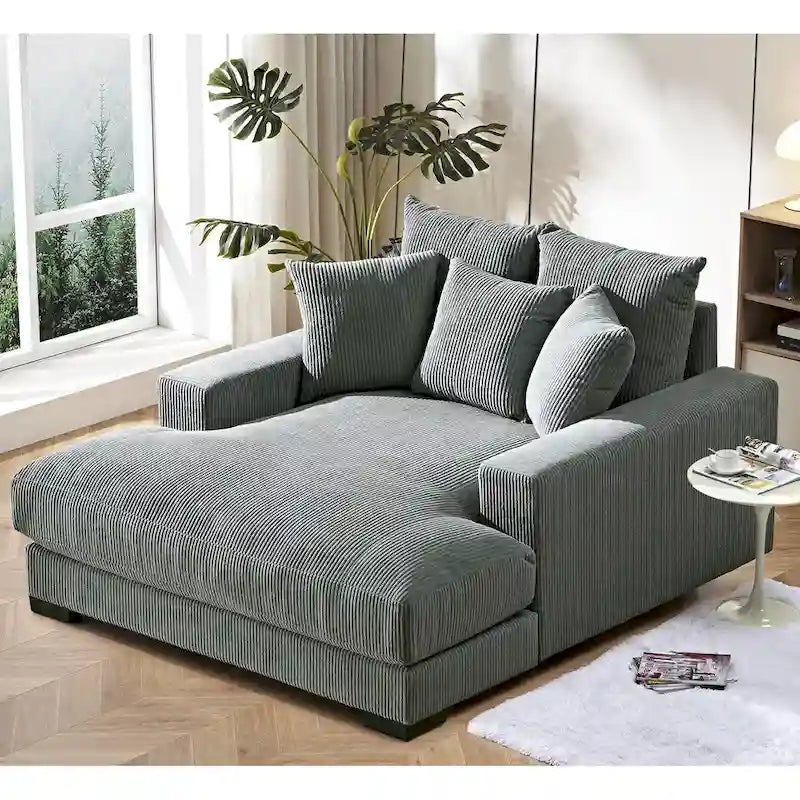 Chaise longue en velours côtelé pour salon